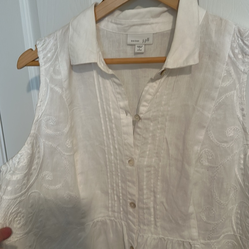 J.Jill linen sleeveless dress with embroidered detailing - Picture 2 of 14